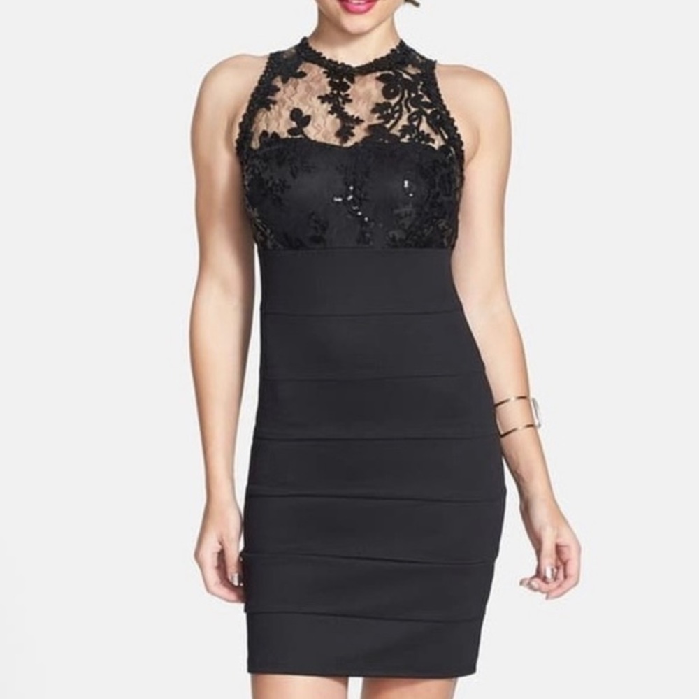Sequin Hearts Black Dress